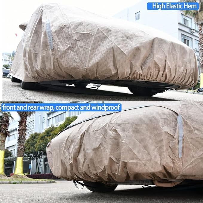 Tecoom Waterproof All-Weather Car Cover, Thick Non-Woven Outdoor Full Cover with Hidden Zippered Mirror Pockets, Rain Sun Wind Hail Protection, Universal Fit 167–172" for BMW Z4