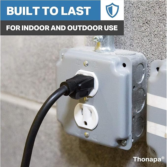Thonapa 13 Amp Outdoor Extension Cord 25 ft, 16/3 SJTW 25 Foot Black Extension Cord 3 Prong, Weatherproof Exterior Power Cable for Outdside Lights & Lawn, UL Certified - US Veteran Owned