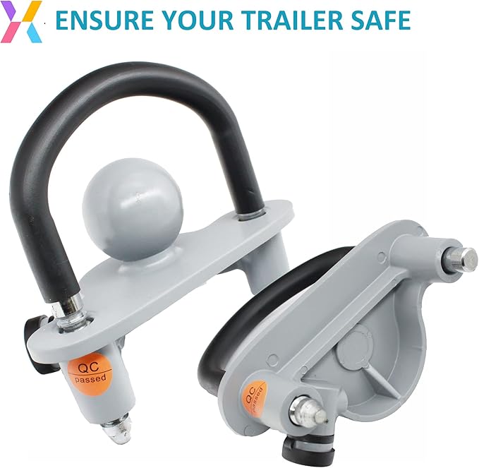 X-Haibei Universal Coupler Lock Trailer Hitch Lock Fits 1 7/8, 2 and 2 5/16 inch Couplers, Adjustable Trailer Lock Ball Hitch, Heavy Duty Aluminum Body, Copper Lock Cylinder, Rustproof, Gray