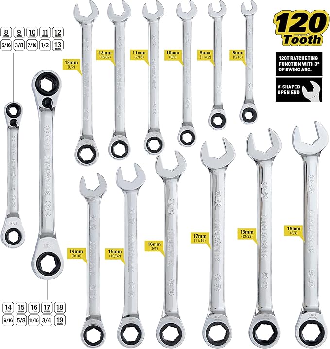 STARWORK TRUE MECHANIC 312-Piece Mechanics Tool Set and Socket Set, Professional, SAE/Metric, Mirror-Finish Sockets & Ratchet Wrenches