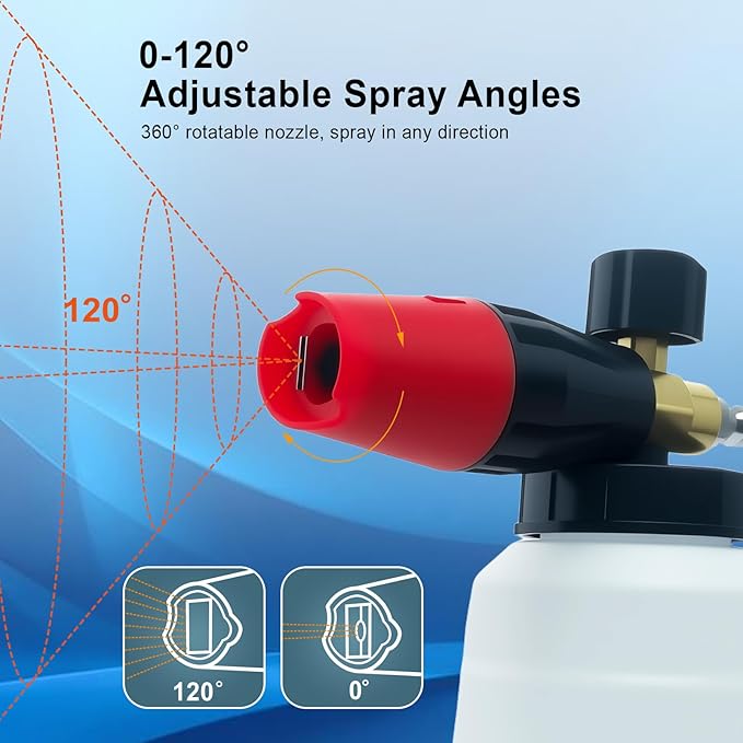 Foam Cannon, 1 Liter Heavy Duty Snow Foam Lance - Professional Car Foam Blaster with Wide Neck & 1/4" Quick Connector, 5 Pressure Washer Nozzle Tips Included