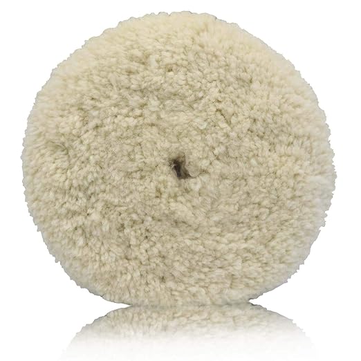 Woolous 7 inch Wool Buffing Pad Double Sided, 100% Wool Pads with 5/8-11 Thread for Buffing 2-Sided Compound, Polishing and Cutting for Cars, Boats, Trucks, RVs, Motorcycles & Metal Surfaces (180 mm)