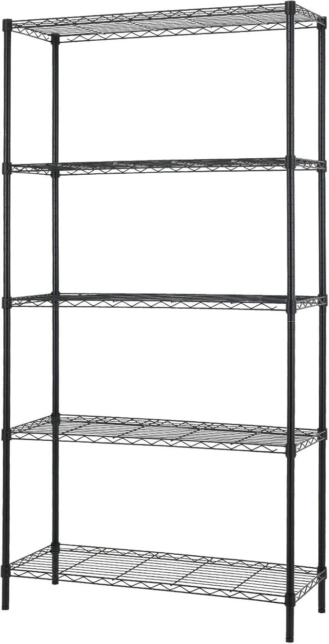 FDW 14" D x 36" W x 72" H 5-Shelf Wire Shelving Adjustable Metal Shelf Large Storage Shelves Heavy Duty Height Commercial Grade Steel Layer Shelf 1250 LBS Capacity,Black