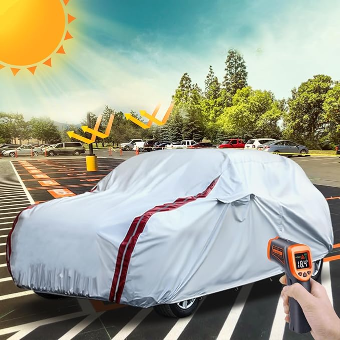 Waterproof Car Covers Replacement for 2014-2025 Porsche Macan, 6 Layers All Weather Custom-fit Car Cover with Zipper Door & 18 Ponit Windproof Bands for Snow Rain Dust Protection