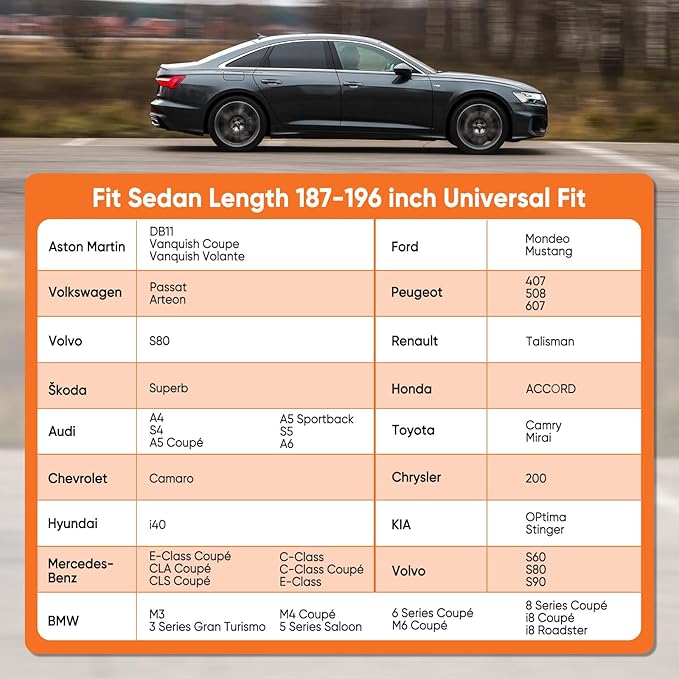 NEVERLAND Sedan Car Cover Waterproof Heavy Duty All Weather Protection Snow Anti-UV Windproof Outdoor Full Car Cover Fit for Automobiles BMW/Mercedes-Benz/Honda（for Car Size:196''L x 72''W x 59''H）