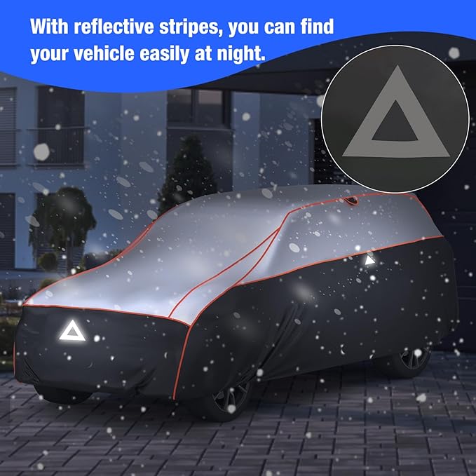 Favoto Hail Protection Car Cover - Waterproof SUV Car Cover Padded Anti-Hail Snow Rain Protector for Automobiles Outdoor Heavy Duty with Reflective Stripes Full Exterior Cover Fits SUV up to 198"