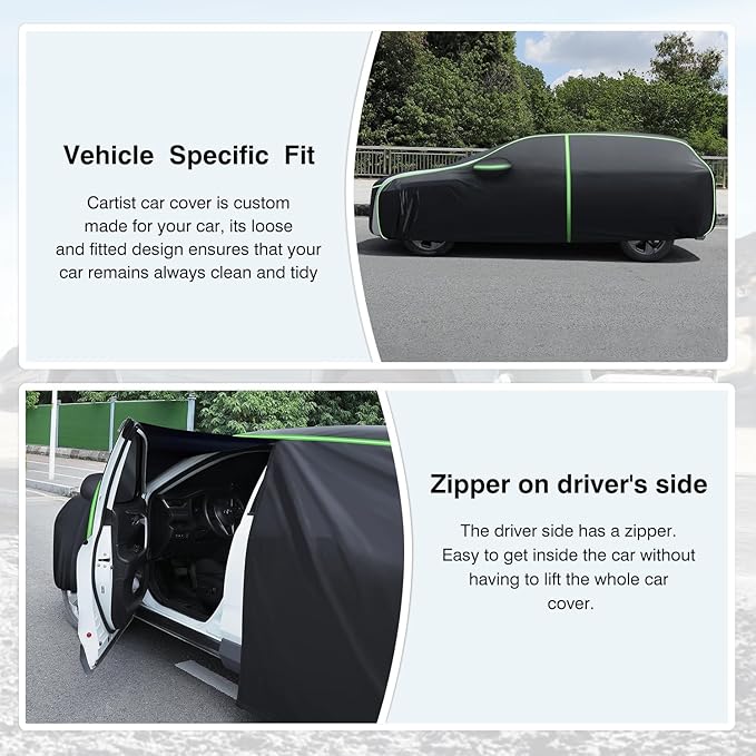 420d Car Cover Fits for Nissan Armada/Infiniti QX80 2004-2025 2026,All Weather Car Covers for Armada/QX80 Accessories with Zipper Door & Reflective Safety Strips,Sun Rain Snow Dust Uv Protection