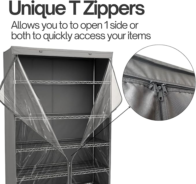 Formosa Covers Premium Wire Shelf Cover Clear Front - (48”Wx18”Dx72”H) Shelving Storage Solution Wire Rack Protection - Waterproof Dustproof Fabric, 3 Way Zipper (NO SHELF)