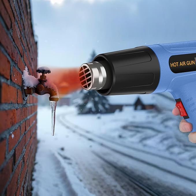 Heat Gun Side Lcd Digital Display 212 &1202℉ Dual-Lvel Temperature Control 4 Nozzles Heat Gun' Overload Protection for Crafting, Shrink Tubing, Vinyl Wrap, Shrink Wrap,5Ft Power Cord