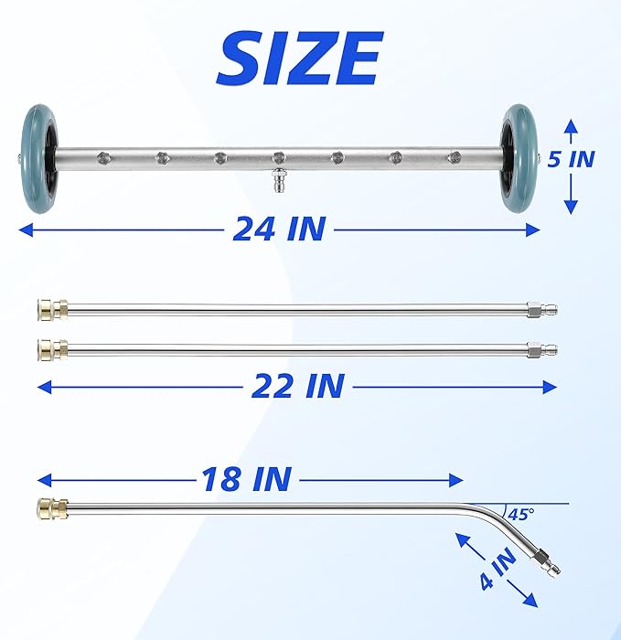 RIDGE WASHER Pressure Washer Undercarriage Cleaner, 24 Inch Undercarriage Car Washer, Under Car Pressure Washer Attachment with 3 Pcs Extension Wand, 4000 PSI