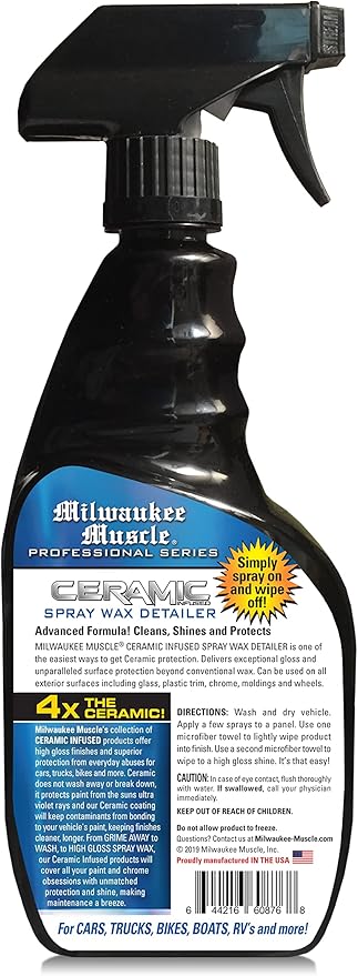 Ceramic Bike Wax - 22 & 4 Fl Oz - 4X Ceramic Coating - Detail Spray Wax - Hydrophobic Spray for Shine & Protection