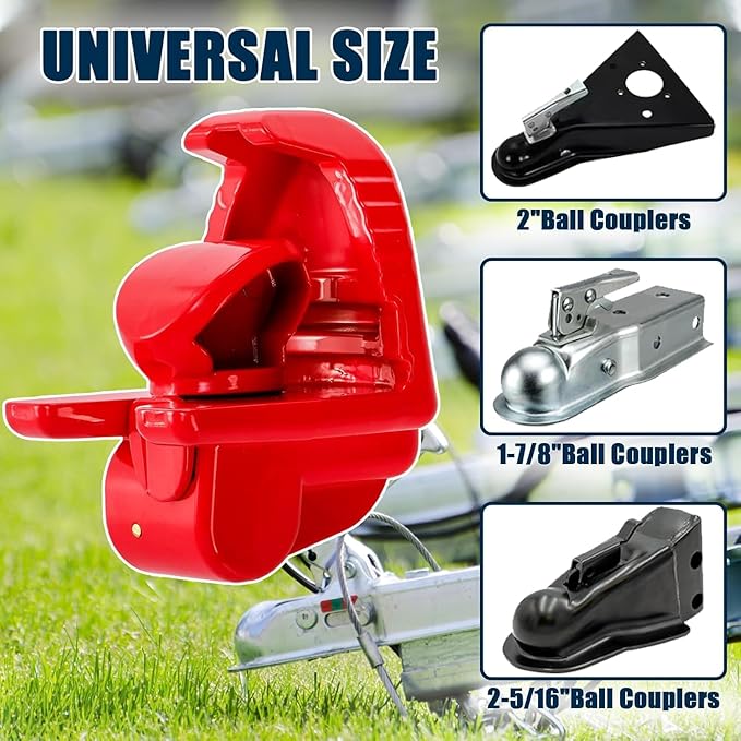 Trailer Hitch Lock 2 Pack【4 Identical Keys Keyed Alike 2 Locks】, All Keys Work on Both Locks in This Set Only, Fits 1-7/8", 2", 2-5/16" Couplers, Heavy Duty, Adjustable Anti-Theft Lock for Boat and RV