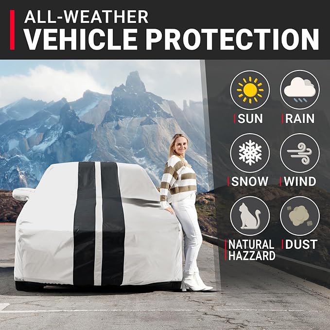 iCarCover Premium Car Cover for 2021-2026 Porsche 911 Targa Heavy Duty Waterproof All Weather Rain Snow UV Sun Protector Custom Fit Full Exterior Indoor Protection Cover (Stripe - Light Gray/Black)