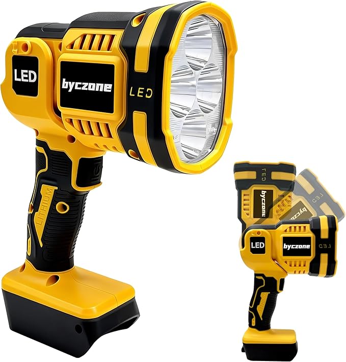 Handheld Spotlight for Dewalt 20V Battery, 1500LM LED Work Light, Flashlight with 2 Modes & 90° Pivoting Head, for Workshop, Camping, Jobsites (Battery Not Included)