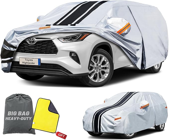 SUV Car Cover Custom Fit for Toyota Highlander (2001-2025), Waterproof All Weather for Automobiles Full Exterior Cover Rain Sun Snow UV Protector.