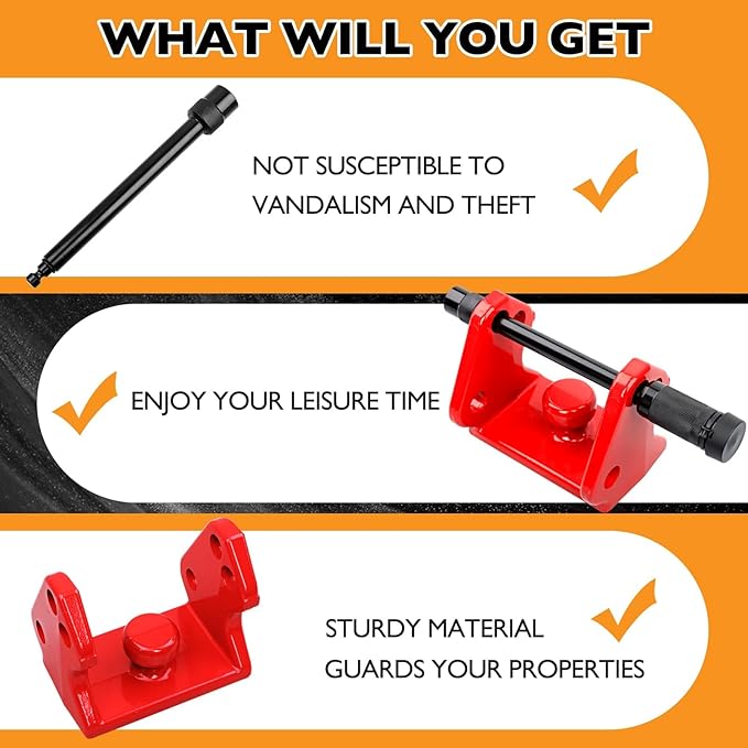 HQPASFY Trailer Hitch Lock, Trailer Coupler Lock with Pin, Heavy-Duty Coupler Lock Model Tl-33 Trailer Lock,Fits Over 2" to 2-5/16" Couplers - Red