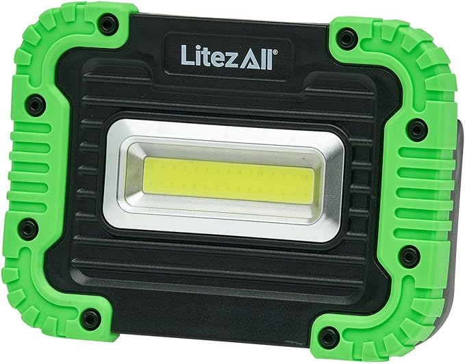 LitezAll 1000 Lumen Compact Kickstand Work Light, Ultra Bright LED Utility Light with Adjustable Stand for Garage, Job Site, Emergency, or DIY Use – Battery Operated and Portable