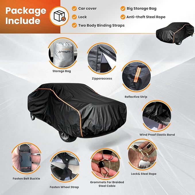 Super Lightweight Outdoor Crew Cab Truck Cover,Large Car Cover Waterproof All Weather Sun Rain UV Protection Full Exterior Covers Fit Truck Up to 252"