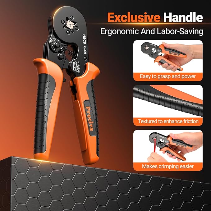 Preciva Ferrule Crimping Tool Kit with Portable Suitcase, Square Crimping Pliers for AWG 23-7 Ratchet Crimper with 1000PCS Single and 260PCS Twin Ferrules Connectors