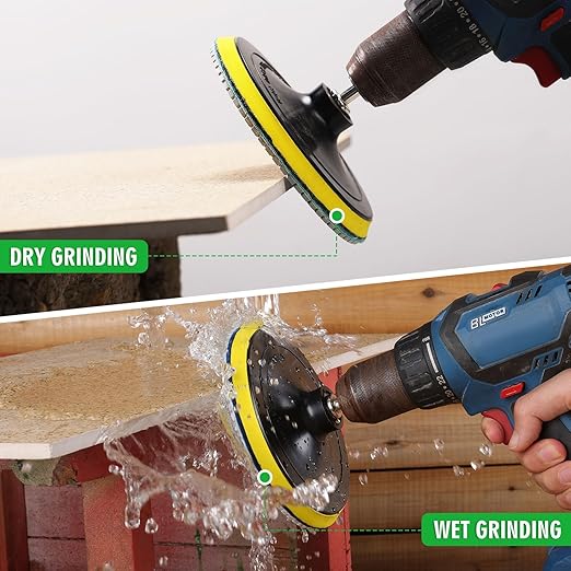 8PCS Diamond Polishing Pads 6 Inch, Wet/Dry Concrete Polish Tools Kit for Drill, Grinder, Polisher, 50-3000 Grit Polishing Set for Marble Granite Quartz Stone