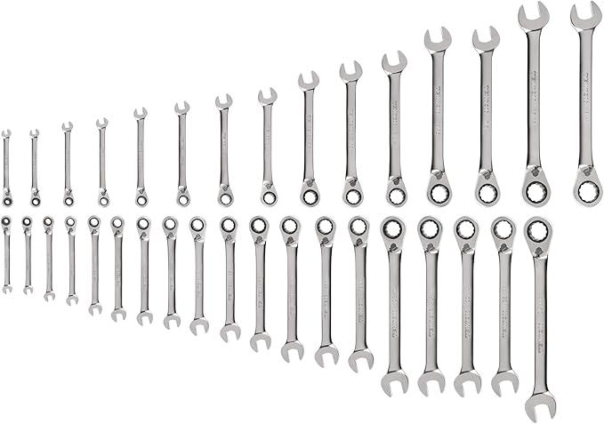 TEKTON Reversible 12-Point Ratcheting Combination Wrench Set, 34-Piece (1/4-1 in., 6-24 mm) | WRC94005