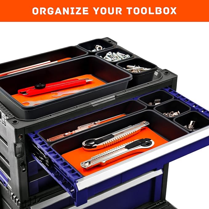 Tool Box Organizer, Tool Drawer Organizer Tray Divider, Toolbox Organization, Garage Tool Organizers and Storage, Tool Box Accessories for Rolling Tool Chest Cabinet (Orange (47PCS))