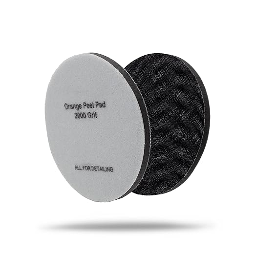 Maxshine 3" Universal 2-Pack 2000 Grit Black Denim Orange Peel Remover Polishing Pads – Hook & Loop for Easy Attachment – Professional Pad for Paint Texture Leveling & Detailing