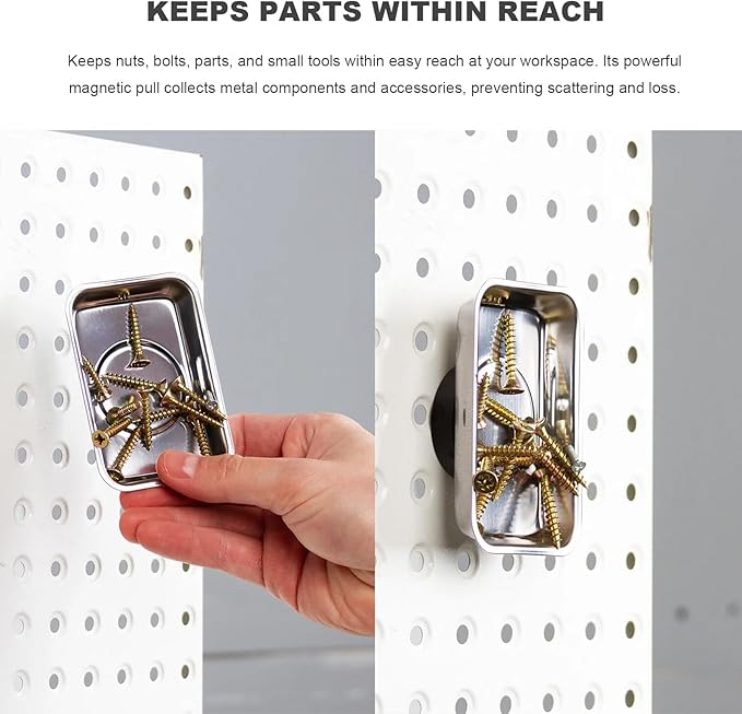 2 PCS Magnetic Tray Holders, Stainless Steel 3 Inch Round Trays Metal Parts Holder with Strong Magnet, Heavy Duty Thickened Trays for Screws Bolts Nuts Washers Pins