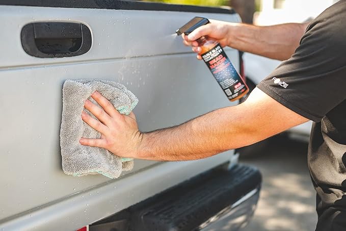 The Rag Company - The Liquid8r - Absorbent 70/30 Blend Microfiber Drying Towel for Cars, Trucks, SUVs, Safe for Detailing + Scratch Free, Twist Loop, 1100gsm, 16in x 16in, Aqua Blue/Grey (2-Pack)