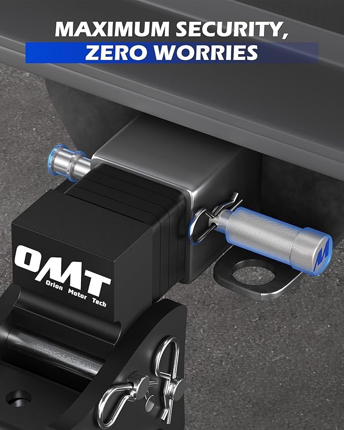 Orion Motor Tech Locking Hitch Pin, Fits 2" & 2.5" Receiver with 5/8" Diameter Hitch Pin Lock, Anti-Theft Steel Hitch Pin Lock with Key for Class III IV, Anti-Rattle Trailer Hitch Pin, Silver