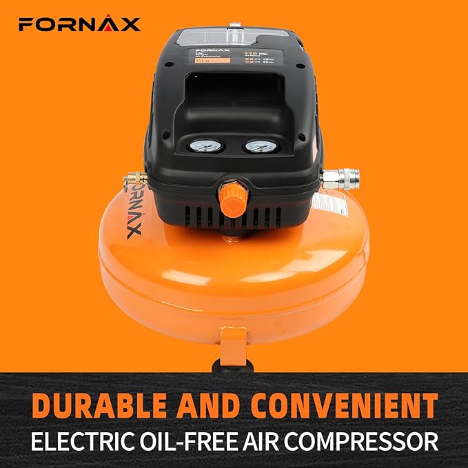 FORNAX Pancake Air Compressor, 3 Gallon, 110 PSI Portable Air Compressor, Oil Free Kits