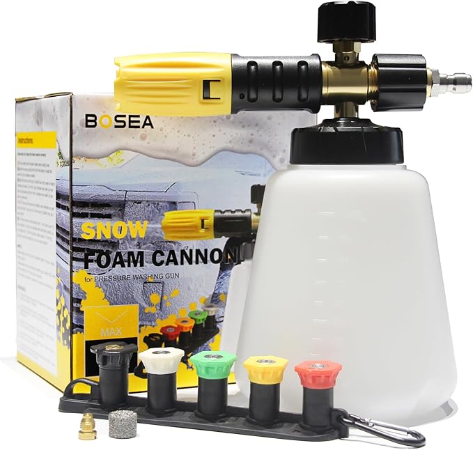 Foam Cannon with Pressure Washer Tips and Nozzle Holder, 4000PSI Car Soap Dispenser for Pressure Washer with M22 and 1/4" Quick Connector,1L Bottle