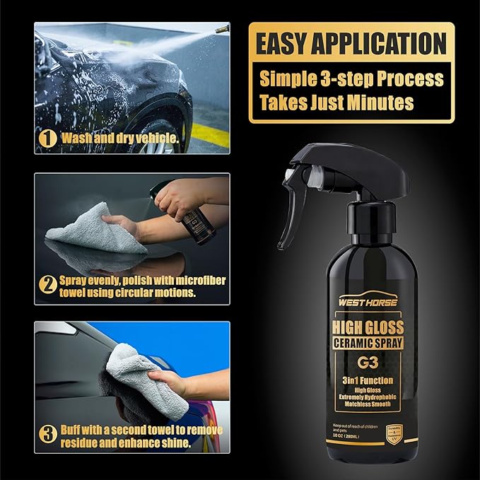 Ceramic Coating Selant Spary for Cars - 20 oz High Gloss & Shine Ceramic Spray Coating with Towels for Extremely Hydrophobic and Unmatched Slickness (2Pack)