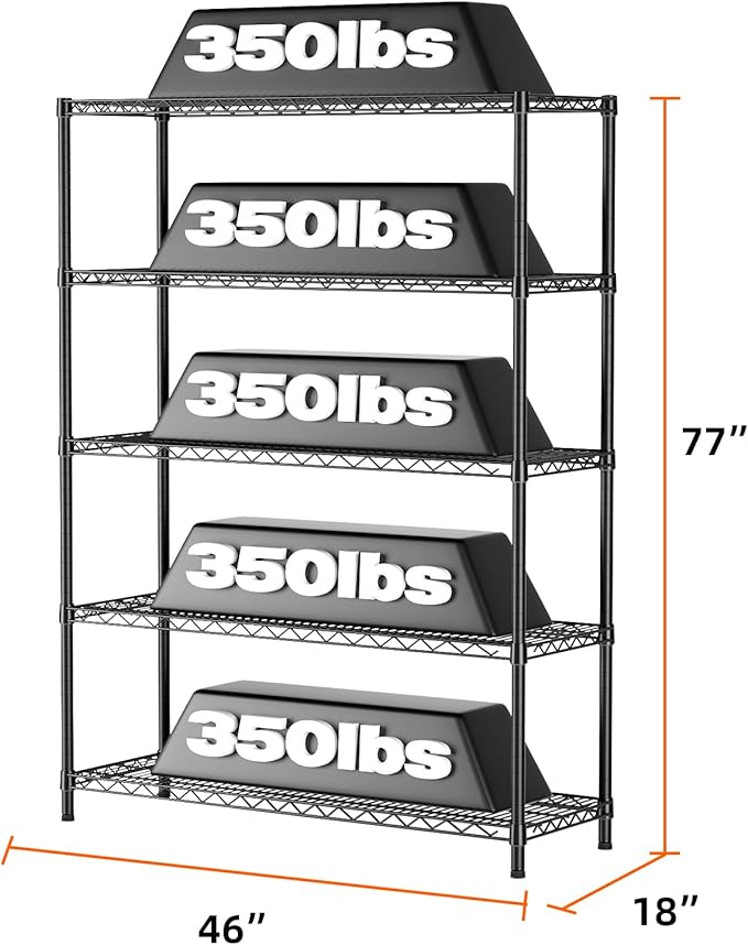 SINGAYE Shelf Closet Wire Shelving：Adjustable Metal Unit for Laundry Room Organization Bathroom Kitchen Home Garage Storage Pantry Rack Shelves