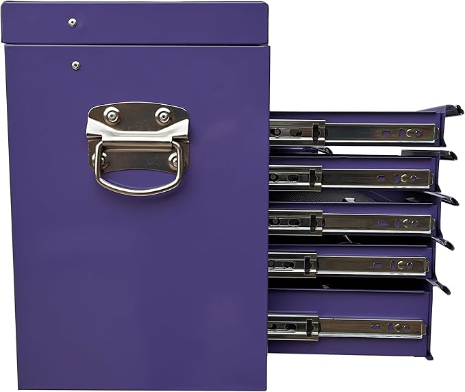 Workington Portable Metal Tool Chest with 9 Drawers, 24" 9-Drawer Tool Chest Cabinet with Ball Bearing Drawer Slides, Steel Tool Storage Box Organizer 4006 Purple