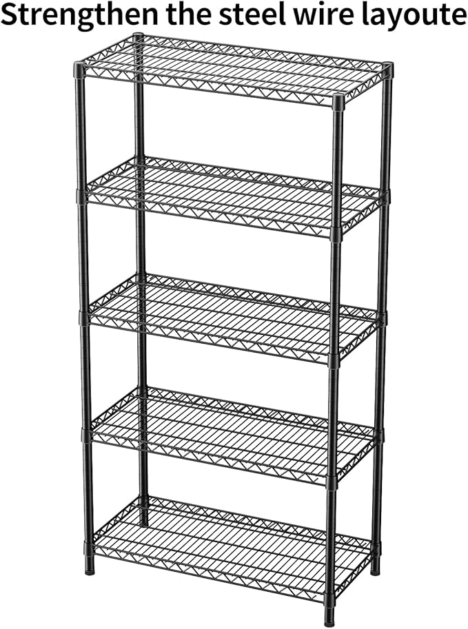 SINGAYE Shelf Closet Wire Shelving：Adjustable Metal Unit for Laundry Room Organization Bathroom Kitchen Home Garage Storage Pantry Rack Shelves