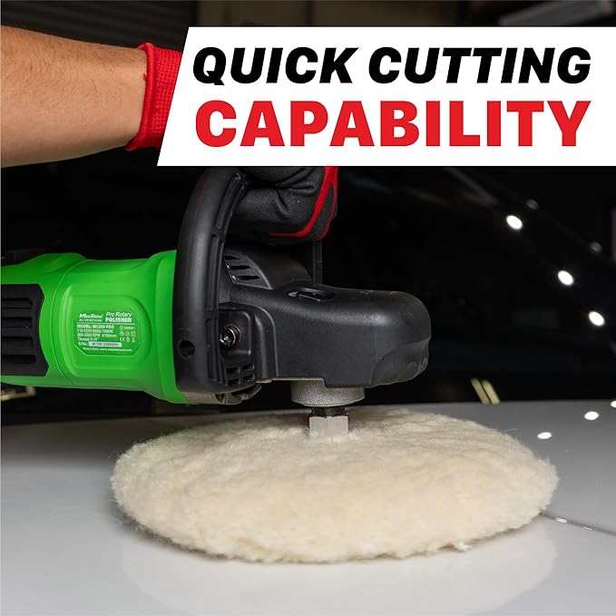 Maxshine 9” Rotary Wool Buffing Pad – Professional 100% Wool Cutting & Polishing Pad – Ideal for Heavy Defect Removal & Paint Correction (Double Sided)