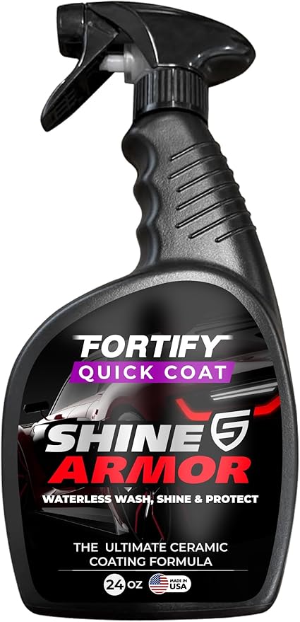 Car Wax Spray and Ceramic Coating for Cars - 3 in 1 Waterless Car Wash and Detailing - Quick Effect Coating Agent for Car - High Gloss Car Coating Spray, Shiny Car Stuff by Shine Armor - 24FlOz