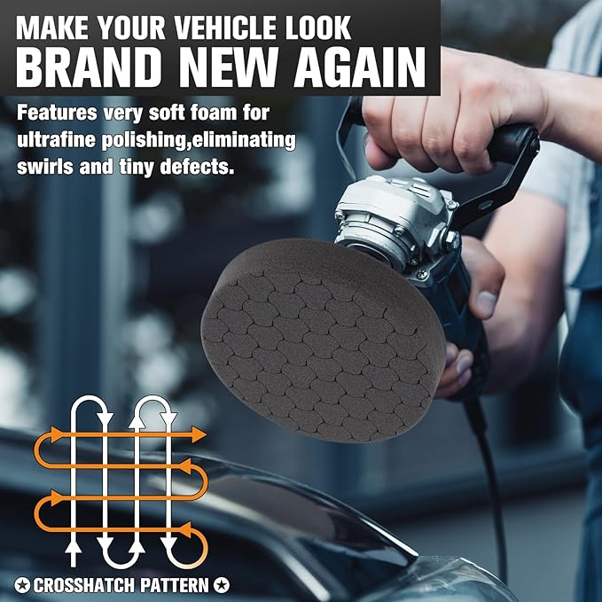 Black Polish Pad, Buffing Polishing Pads, 1Pc 5.5 Inch Face for 5 Inch 125mm Backing Plate Compound Buffing Sponge Pads for Car Buffer Polisher Compounding, Polishing and Waxing