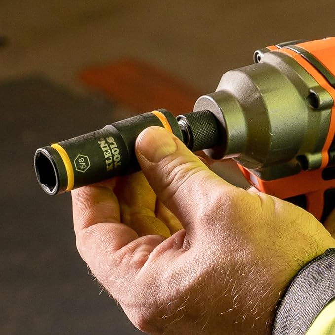 Klein Tools Impact Driver Flip Socket, 11/16- and 5/8-Inch Sizes, Use with Klein Tools Compact Impact Wrenches BAT20CW, BAT20CW1