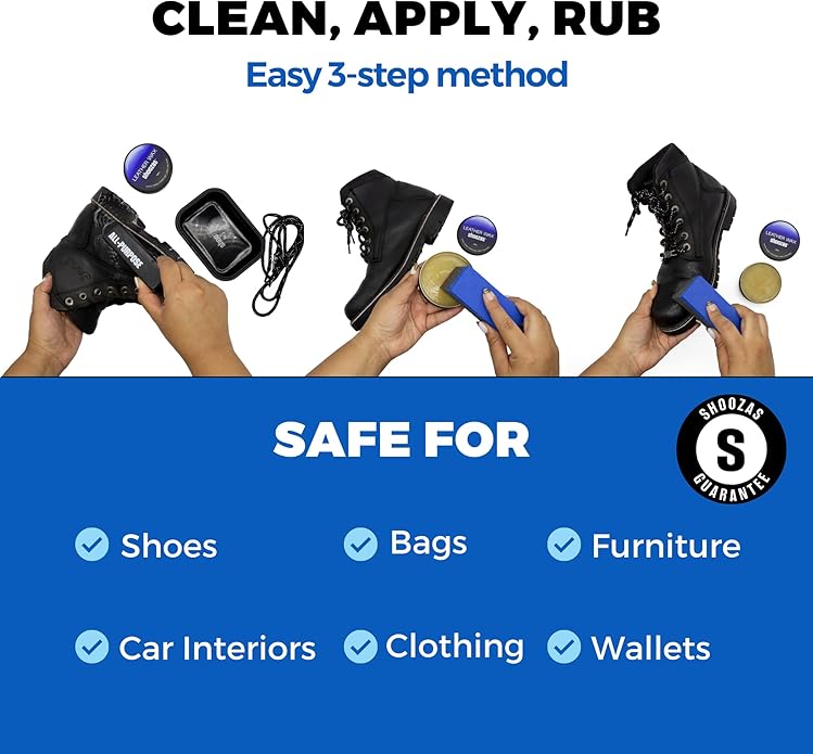Shoozas Leather Wax - Restores, Protects, Preserves Leather Goods, Formulated with Natural Ingredients, Safe for Shoes, Bags, Furniture, Cars, and More
