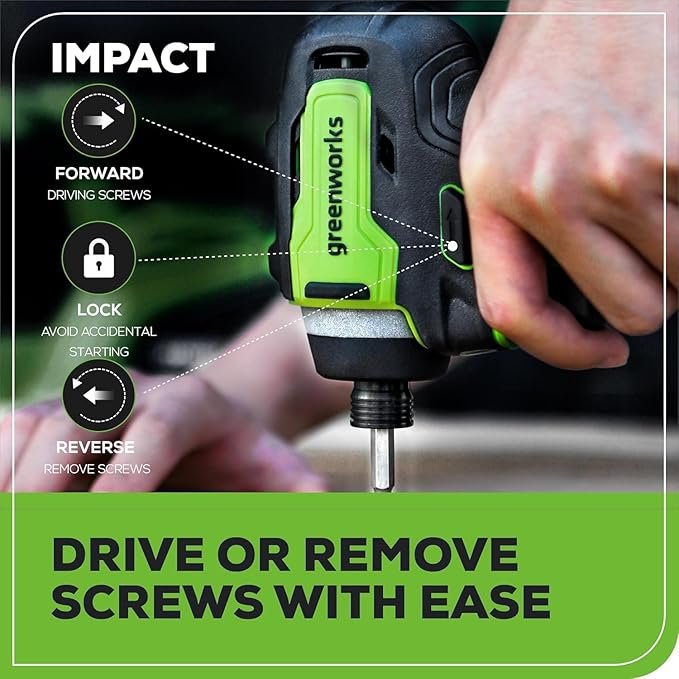 Greenworks 24V Brushless Cordless Drill and Impact Driver,Power Tool Combo Kit Included 1/2”Drill & 1/4”Hex Impact Driver and (2) Batteries, Fast Charger, 2 pcs Drill Bit Set & Bag