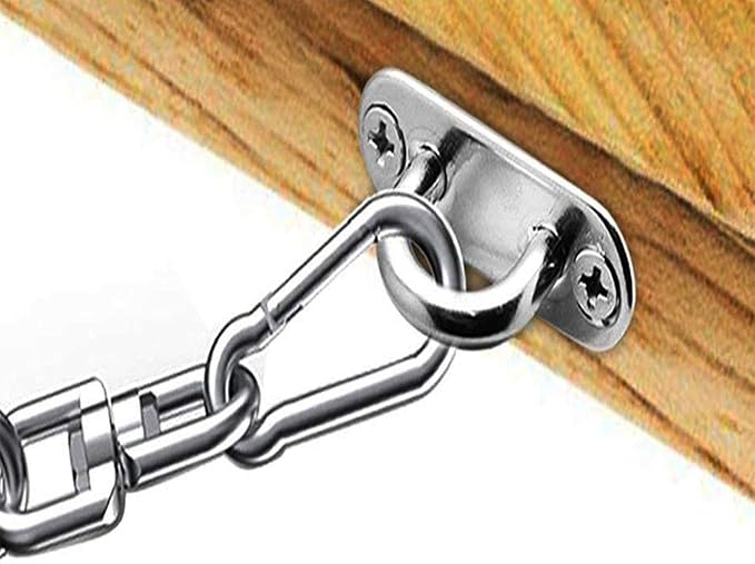 Hulless 4 Pcs 3.1 Inch 304 Stainless Steel Ceiling Hooks Pad Eyes Plate Marine Hardware Hooks with Screws