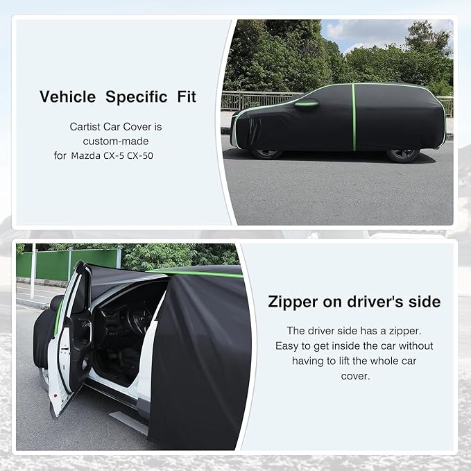 420D Waterproof Car Cover Fit for Mazda CX-5 2012-2026/CX-50 2023-2026, All Weather Car Covers for CX-50 CX5 Accessories with Zipper & Reflective Strips