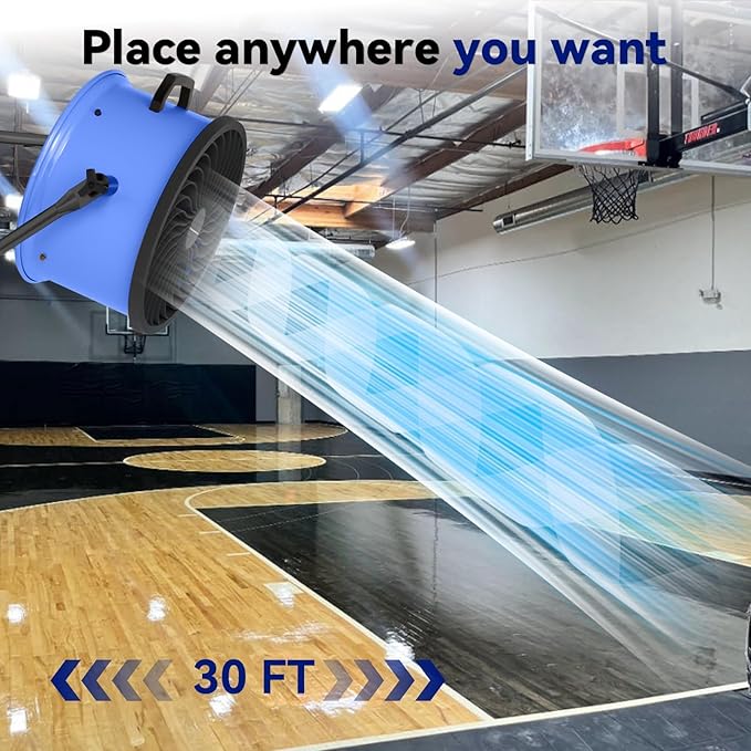 16 Inch High Velocity Industrial Floor Fan, 3000 CFM Heavy Duty Metal Shop Fan, 3 Speeds, 360° Tilt & Wall Mountable, Portable Air Circulator for Garage Workshop Warehouse Gym - UL Listed