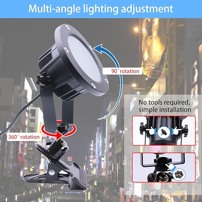 Clip Floodlight 30W LED Work Light IP65 Waterproof 300W Equivalent 11.5ft 3.5m Cord with Plug Lights for Workshop Garage, Construction Site Applicable to Various environments (30W Warm White)
