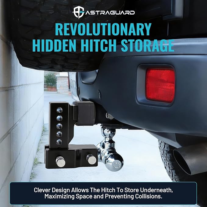 Adjustable Trailer Hitch Fit 2 Inch Receiver, Tri-Ball (1-7/8", 2", 2-5/16") Heavy Duty Aluminum Tow Hitches with 8 Inch Rise/Drop for Truck (12500 LBS GTW)-Weatherproof & Anti-Theft