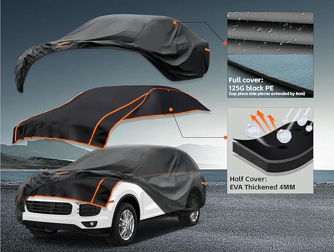 Kayme Hail Protector Car Cover, Anti Hail Multilayer Thickened Full Car Cover,Outdoor Waterproof All Weather Custom Fit Porsche Cayenne, BMW X5, Toyota 4Runner, Toyota Highlander etc