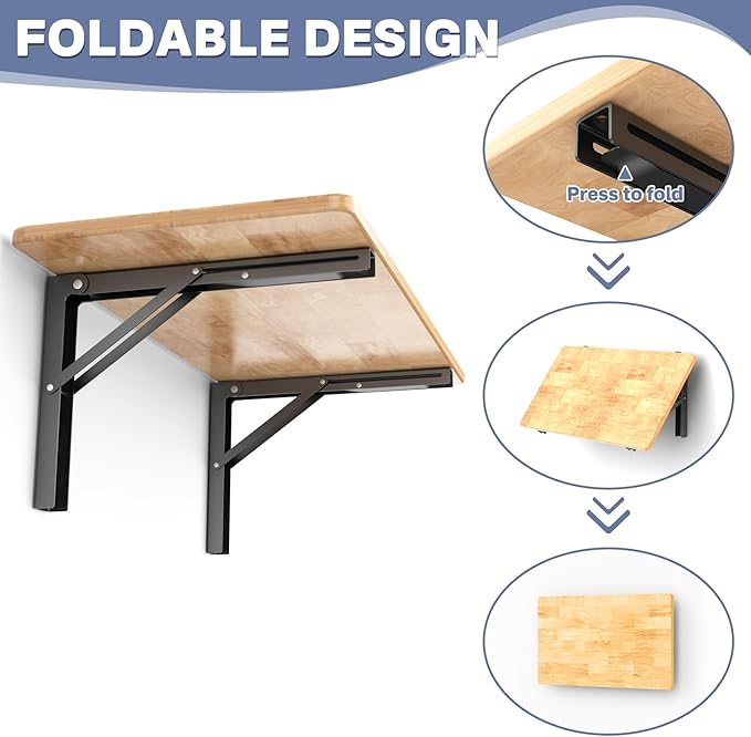 WALMANN Space Saving Wall Mounted Folding Workbench, Heavy Duty Folding Wall Table/Desk for Garage, Workshop, Holds Up to 150 lbs(Tabletop Size: 31.5 x 15.75 inch)