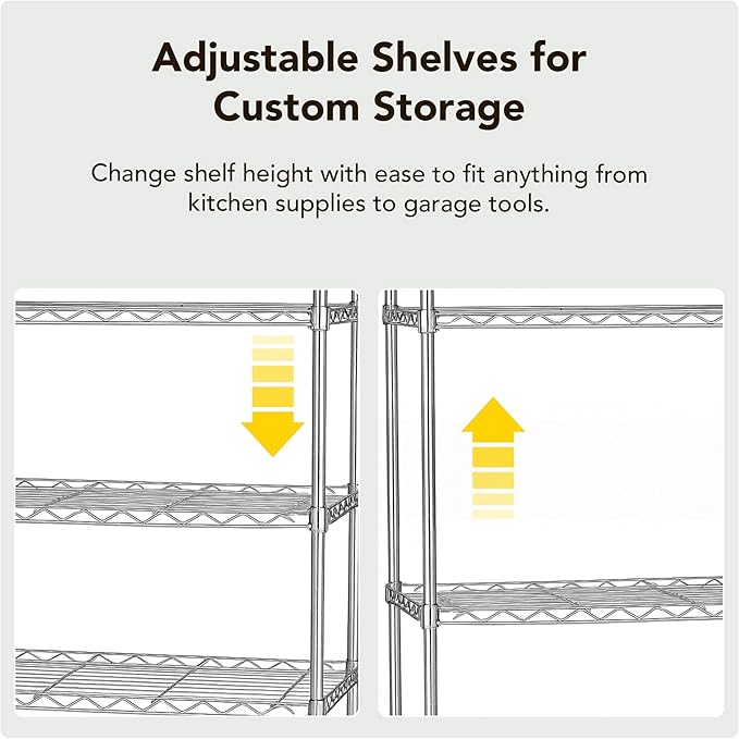 Displays By Jack 5 Tier Heavy Duty Wire Shelving Unit Storage Rack for Products Plant Pantry, Garage, Laundry Racks Durable Shelf Organizer Shelves Stand 14" W x 30" L x 60" H, Chrome
